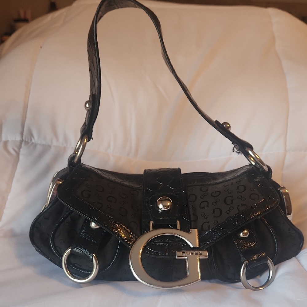 Guess Black Embossed Shoulder Bag